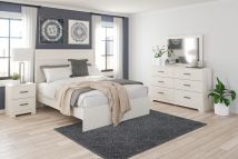 Signature Design by Ashley® B2588/31/36/72/97/92(2) Stelsie - White - 6 Pc. - Dresser, Mirror, King Panel Bed, 2 Nightstands