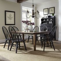 Liberty Furniture 482-DR-7RLS Liberty Furniture 482-DR-7RLS Hearthstone Ridge - 7 Piece Rectangular Table Set - Dark Brown / Black
