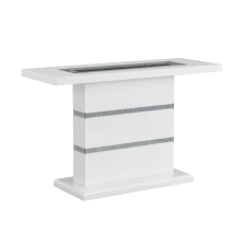ACME LV00821 Elizaveta - Console Table - Faux Crystal Diamonds & White High Gloss Finish