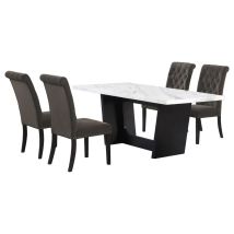 CoasterElevations 115511-S5BV Sherry - 5 Piece Rectangular Marble Top Dining Table Set - Brown