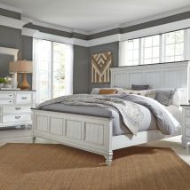 Liberty Furniture 417-BR-CPBDM Liberty Furniture 417-BR-CPBDM Allyson Park - 3 Piece Bedroom Set (California King Panel Bed, Dresser & Mirror) - Wirebrushed White / Charcoal
