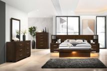 CoasterEssence 200711KE-S5P Jessica - 5 Piece Eastern King LED Bedroom Set - Cappuccino