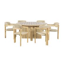 New Classic 60-G6201-D6C New Classic 60-G6201-D6C Sedona - 7 Piece Round Patio Dining Table With 6 Patio Chairs - Natural