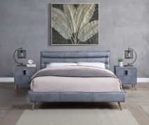 ACME BD00562EK Doris - Eastern King Bed - Gray Top Grain Leather