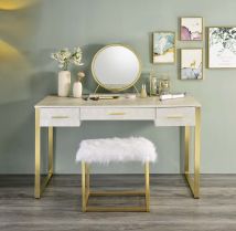 ACME AC00841 Myles - Vanity Desk - Antique White & Champagne Finish