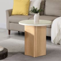 ACME LV03006 Qwin - End Table With Marble Top - Oak