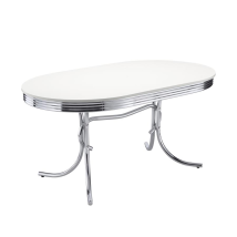 CoasterEveryday 2065 Retro - Oval Wood Top Dining Table - White And Chrome