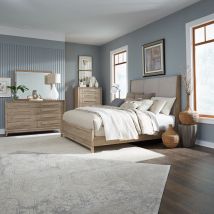 Liberty Furniture 789-BR-KUBDMC Brentwood - 4 Piece Bedroom Set (King Upholstered Bed, Dresser & Mirror, Chest) - Sandstone