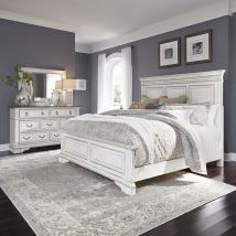 Liberty Furniture 520-BR-KPBDM Liberty Furniture 520-BR-KPBDM Abbey Park - 3 Piece Bedroom Set (King Panel Bed, Dresser & Mirror) - Antique White
