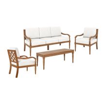 New Classic 60-841-4P New Classic 60-841-4P Savannah - 4 Piece Set (Sofa & 2 Chairs & Coffee Table) - White Linen