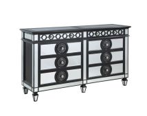 ACME BD00587 Varian II - Dresser - Black Velvet & Black & Sliver Finish