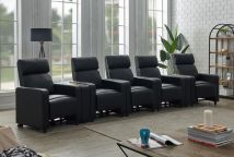 CoasterEveryday 600181-S5B Toohey - 7 Piece Upholstered Tufted 5-Seater Recliner Living Room Set - Black