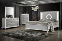 New Classic 00-1583-24C New Classic 00-1583-24C Stardust - 6/0 Western King 4 Piece Bedroom Set (Bed & Dresser & Mirror & Chest) - White