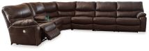 Signature Design by Ashley® U82902S3 Family Circle - Dark Brown - 4-Piece Power Reclining Sectional With Laf Power Reclining Loveseat With Console
