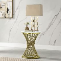 ACME LV01958 Fallon - End Table With Engineered Stone Top - Gold