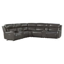 Intercon WW-SC-SECSET-CGR-6PC Wainwright - Dual-Power Sectional Set - Charcoal Gray