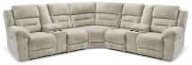 Signature Design by Ashley® 51802S3 Family Den - Pewter - 3-Piece Power Reclining Sectional With 2 Loveseats With Console