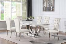 CoasterElevations 111101-S7W Kerwin - 7 Piece Rectangular Dining Table Set - White And Chrome