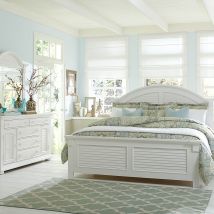 Liberty Furniture 607-BR-KPBDMC Liberty Furniture 607-BR-KPBDMC Summer House - 4 Piece Bedroom Set (King Panel Bed, Dresser & Mirror, Chest) - Oyster White