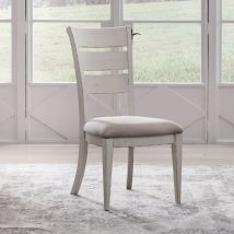 Liberty Furniture 142-C2001S Backroads - Ladder Back Side Chair - Weathered White & Parchment