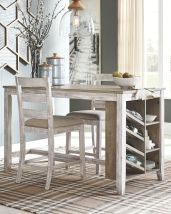 Ashley Furniture D394/32/124(2) Skempton - 3 Pc. - Counter Table, 2 Upholstered Barstools - White