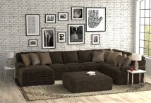 Jackson 4376/72/75/30/28-49 Jackson 4376/72/75/30/28-49 Mammoth - 3 Piece Sectional With Cocktail Ottoman (LSF Chaise) - Chocolate