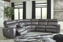 Signature Design by Ashley® 55203/58/57/19/77/46/62 Samperstone - Gray - Zero Wall Recliners With Console 6 Pc Sectional