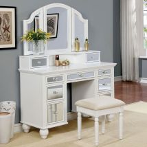 Furniture of America CM-DK6162WH Tracy - Vanity With Stool - White