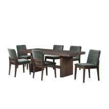 New Classic 40-D3434-RT6G New Classic 40-D3434-RT6G Kody - 79" Rectangle Fixed Top Dining Table With 6 Chair - Brown / Forest Green