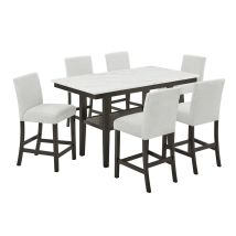 New Classic 45-D422-D6C New Classic 45-D422-D6C Carissa - Rectangle Counter Table With 6 Chairs - White