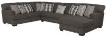 Jackson 5473/62/30/76-58 Jackson 5473/62/30/76-58 Crawford - 3 Piece Sectional With RSF Chaise And 10 Included Accent Pillows - Dark Gray