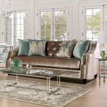 Furniture of America SM2685-SF Elicia - Sofa - Champagne / Turquoise