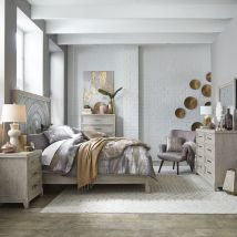 Liberty Furniture 902-BR-KPBDMCN Belmar - 5 Piece Bedroom Set (King Panel Bed, Dresser & Mirror, Chest, Nightstand) - Washed Taupe