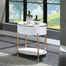 ACME LV02465 Daveigh - End Table - White High & Gold