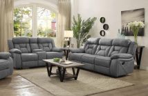 CoasterEveryday 602261-S2 Higgins - 2 Piece Upholstered Motion Reclining Sofa Set - Gray