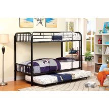 Furniture of America CM-BK1035BK Rainbow - Metal Twin Over Twin Bunk Bed - Black