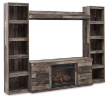 Signature Design by Ashley® EW0200W8 Derekson - Multi Gray - 4-Piece Entertainment Center With Electric Fireplace