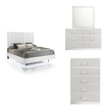 New Classic 00-1840-34C New Classic 00-1840-34C Europa - 5/0 Queen 4 Piece Bedroom Set (Bed & Dresser & Mirror & Chest) - White