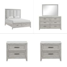 New Classic 00-2442-35N New Classic 00-2442-35N Fiona - 5/0 Queen 5 Piece Bedroom Set (Bed & Dresser & Mirror & 2 Nightstands) - Gray