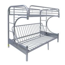 ACME 02093SI Eclipse - Twin Long Over Queen Over Futon Bunk Bed - Silver
