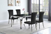 CoasterEssence 105071-S5 Carone - 5 Piece Rectangular Glass Dining Set - Black