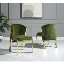 ACME DN01956 Fallon - Side Chair (Set of 2) - Green Velvet & Mirrored Gold