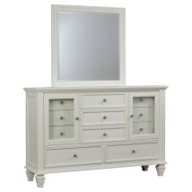 CoasterEssence 201303M Sandy Beach - 11-Drawer Dresser With Mirror - Cream White