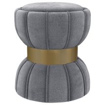 Coaster Fine Furniture 910291 Sora - Round Upholstered Ottoman - Gray