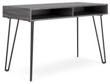 Signature Design by Ashley® H449-114 Strumford - Charcoal / Black - Home Office Desk With 2 Open Storages