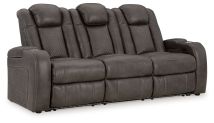 Signature Design by Ashley® 3660215 Fyne-dyme - Shadow - Power Reclining Sofa With Adj Headrest