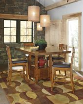 Signature Design by Ashley® D594/42/124(4) Ralene - Light Brown - 5 Pc. - Counter Extension Table, 4 Barstools