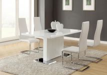 CoasterEssence 102310-S5W Anges - 5 Piece Dining Table Set - White High Gloss And White