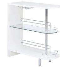 CoasterEssence 101064 Adolfo - Rectangular 2-Tier Home Bar Table - White High Gloss