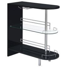 CoasterEssence 101063 Adolfo - Rectangular 2-Tier Home Bar Table - Black High Gloss